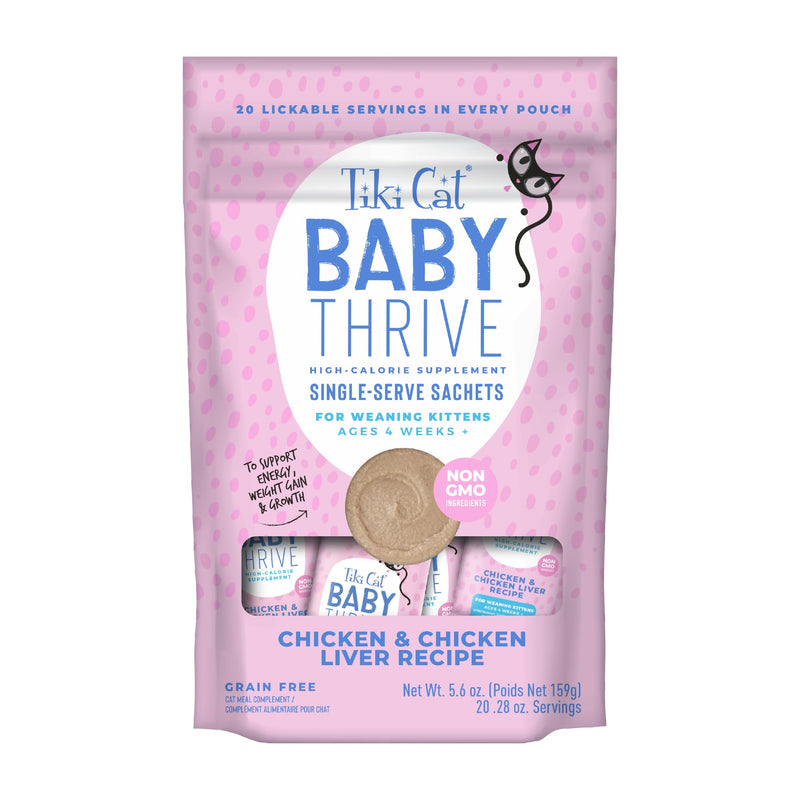 Tiki Cat Baby Thrive, Chicken & Chicken Liver Mousse, 5.6 oz. Pouch (20 Individual Servings)
