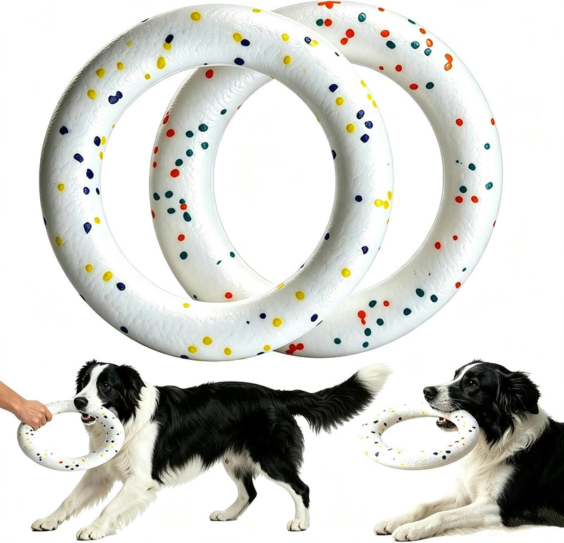 2 Pack Dog Ring Toys for Outdoor Play, Durable Soft Flying Disc for Throwing Catching Grabbing, Water Floating Dog Frisb