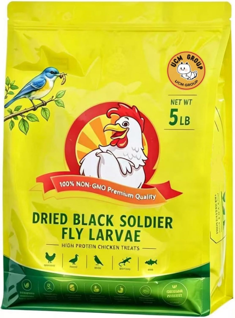 5LB Dried Black Soldier Fly Larvae for Chicken, Poultry, Wild Birds,No Additives, 100% Natural Non-GMO, More Calcium Chi