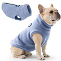 Idepet Dog Fleece Vest Sweater Zip Up Warm Pullover Dogs Jacket with D-Ring Leash Winter Cold Weater Coat Pet Sweatershirt Clothes Hoodie for Small Medium Dogs Boy Girl(Sky Blue,S)
