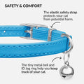 CollarDirect Leather Cat Collar with Removable Bell – Safety Elastic Strap (Breakaway Alternative) – Kitten Collar for Small & Big Boy & Girl Cats