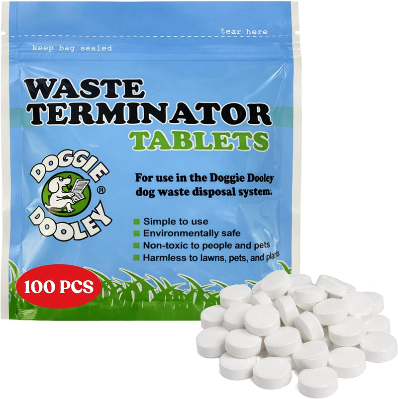 Doggie Dooley Waste Terminator Tablets - Resealable Pouch, 100 Count White
