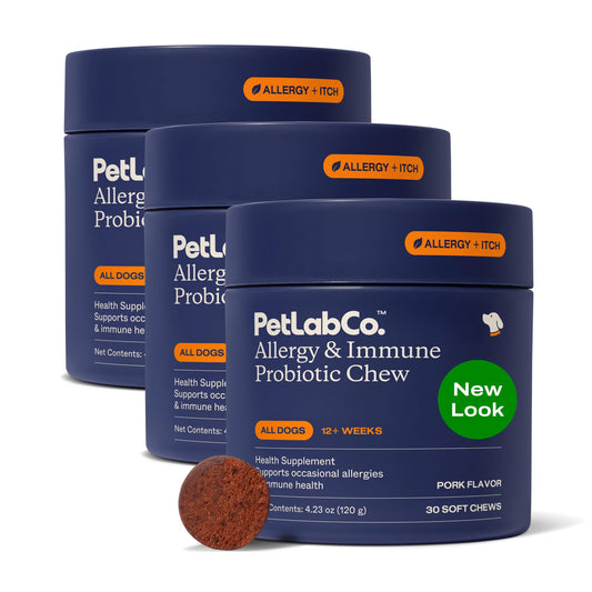PetLab Co. Allergy & Immune Probiotics for Dogs, Support Seasonal Allergies, Gut & Digestive Health - Pork Flavor - 30 Soft Chews - Pack of 3
