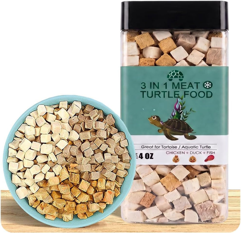 3 IN 1 Freeze Dried Meat Turtle food - Chicken & Duck & Fish Reptiles Meat