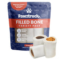 Pawstruck Small 3” Filled Dog Bones Variety Pack - Peanut Butter, Cheese & Bacon, Beef Flavors - Made in USA Long Lasting Stuffed Femur Treat for Aggressive Chewers - Pack of 3 - Packaging May Vary