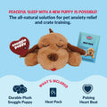 Snuggle Puppy Original Heartbeat Puppy Toy with Real-Feel Pulse & Heat Pack, Calming Sleep Aid for Puppy Anxiety, Crate Training, First Nights & New Puppy Transition - Biscuit Plus 6 Heat Packs