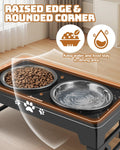 Jovrun Elevated Dog Bowls for Small Dogs and Cats, Non-Slip Cat Bowls with 2 Thick 5.5" Stainless Steel Dishes, Dog Feed