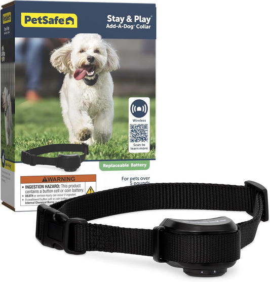 PetSafe Stay & Play Wireless Pet Fence with Replaceable Battery Collar for Dogs & Cats Over 5 lb Waterproof Receiver Collar Tone & Static Correction from Parent Company of Invisible Fence Brand