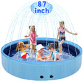 Eooqi 87" Large Dog Pool with Sprinkler, 2-in-1 Foldable Swimming Pool Non-Slip Hard Plastic Splash Sprinkler Kiddie Pool for Outdoor Backyard Kids Dogs Ducks and Pet Baths