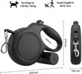 TailyWags 26ft Retractable Dog Leash for Large Dogs up to 110 lbs, with Waste Bag Dispenser, 8m Durable Strong Nylon Tape, 360° Tangle-Free, One-Handed Brake&Lock, Anti-Slip ABS Handle (26FT-Black)