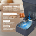 Leefele Automatic 5.4L/1.4Gal Pet Waterer, Automatic Dog Water Dispenser Gravity Stainless Steel Water Feeder, Large Capacity Feeding Bowls for Cats and Medium & Large-Sized Dogs (Black, Food+Water)