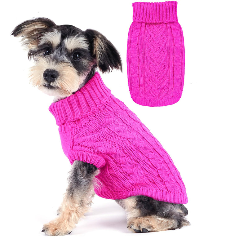 Dog Sweaters for Small Dogs Knit Small Dog Sweater Warm Winter Dog Clothes Girl Turtleneck Puppy Sweater Sleeveless Chihuahua Clothes for Cold Weather Solid Stretchy Pet Cat Outfit (Rose, S)