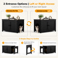 Cat Litter Box Enclosure Furniture Dog Proof, Hidden Kitty Washroom Cabinet Low Entry, Wooden Cat Boxes Enclosure Odor C