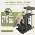 4-Step Pet Steps for Cats/Dogs, Cat Stairs with Sisal Scratching Post, Cat Steps for Older Cats with Enlarge Perch, Pet Stairs for High Bed and Couch, Gray