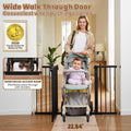 Mumeasy Baby Gate Extra Wide, 29.7-51'' Pressure Mounted Dog Gate with Walk Thru Door, Auto Close Pet Gate for House, Stairs, Doorways,Black