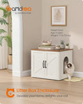Feandrea Cat Litter Box Enclosure, Hidden Litter Box Furniture, Indoor Pet House End Table, 23.6 x 19.7 x 19.7 Inches, Rustic White and Honey Brown UPCL042W201