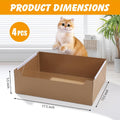 4 PCS Disposable Litter Boxes for Cats, Foldable Cardboard Cat Litter Box, Portable Waterproof Travel Litter Box for Cats（16.7x12.8x5.3 Inch）