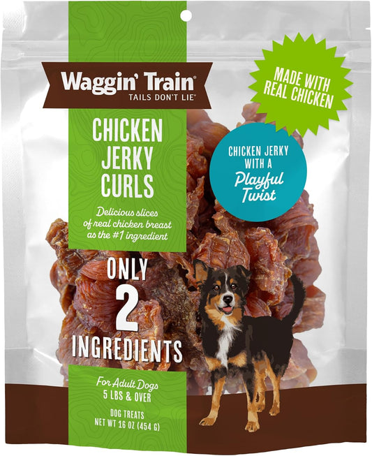 Waggin' Train Chicken Jerky Curls Dog Treats, Made with 100% Real Chicken Breasts, Only Two All-Natural Ingredients, Gre