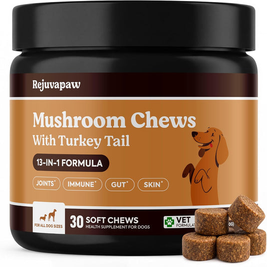 Turkey Tail Mushroom for Dogs – 11-Mushroom Blend Chews for Lumps