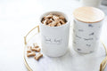 Pearhead Bone Appétit Ceramic Dog Treat Jar with Airtight Wooden Lid – Cute & Stylish Pet Treat Canister Keeps Dog Snacks Fresh – Durable, Easy-to-Clean Design, Kitchen Counter Décor, 4 Cup / 32 oz
