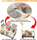 Large Cat Carrier with Wheels, Rolling Folding Soft-Sided for 2 Cats