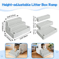 Extra Large 3 Steps Litter Box Ramp, Adjustable Cat Litter Box Step with Filter Function, Easy to Clean Cat Litter Stair