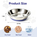 3 Pack Stainless Steel Cat Bowls, Cat Dishes Whisker Friendly with Non-Slip Silicone Bottom, Easy to Clean, 5.5" Shallow