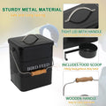 Brabtod Bird Seed Storage Container Airtight,5~6LB Metal Bird Food Container with Scoop,Wild Birds Feed Tin for Storing Sunflower Seed-Ideal for Outdoor or Indoor-Squirrel proof -Black