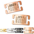Anavia Slide On Silent Pet ID Tags, Fun Wild Flower Frame Design Personalized Engraved Plated Stainless Steel Cat Dog Name Tags, Glossy Customized Chew-Proof Quiet Dog Collar Tags (Small, Rose Gold)