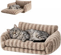 Hollypet Cat Bed Fluffy Plush Multifunctional Double-Layer Machine Washable Soft Warming Kitty Pet Couch Orthopedic Nest Beds for Small Cats Kitten and Dogs up to 13lbs, Pink(21x15x8 inch)
