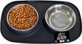 GORILLA GRIP Dog Bowl Set with Feeding Mat, 304 Stainless Steel 2 Cup
