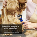 WePet Grooming Rake for Dogs & Cats, Double-Sided Deshedding Brush, Extra-Wide Dematting Tool, Slicker Comb for Undercoa