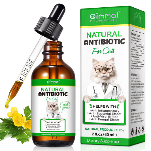 Cat Antibiotics for Infection, Natural Multivitamins Antibiotics for Cats & Dogs, Cat Antibiotic Supports Immune and Cats Allergy Itch Relief, Pet Antibiotics Supplements, Chicken Flavor, 2 Fl Oz