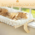 Zoratoo Cloud-Cuddle Cat Perch for Window Sill with Bolster, Natural Wood & Metal Frame Cat Window Seat for Large Cats, Easy to Adjust Zipper Cushion Pet Bed for Windowsill (Large)