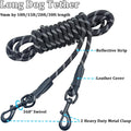 Boswany Reflective Tie-Out Rope 10FT 15FT 20FT 30FT - Long Dog Tether for Medium Large Dogs Outdoor Running, Playing, Camping, Training - Dog Lead for Yard