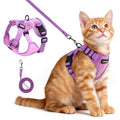rabbitgoo Cat Harness and Leash Set, Escape Proof Soft Adjustable Vest Harnesses for Outdoor Walking, Easy Control Breathable Kitten Jacket with Reflective Strips, Pink & Purple, XS