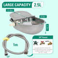 304 Stainless Steel Automatic Livestock Waterer with Float Valve and 39 inch Water Hose(one end 3/4''), Automatic Animal