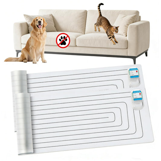 PAPARELA Scat Shock Mat for Dogs and Cats Indoor, Pet Shock Mats for Training Pets, Electric Repellent Mat Keeps Dogs and Cats Off Counter, Couch and Sofa, 3 Training Modes (60"x 12" Two Pieces)
