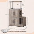 HOOBRO Cat Litter Box Enclosure Furniture, 2 in 1 Hidden Litter Box Furniture with Shelf, Double Litter Box Cabinet with 2 Dangling Plush Balls and 1 Toy Ball, Greige and Black BG78MW01