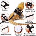 Gosknor Bearded Dragon Harness and Leash Set, 3 Sizes Super Leather Harnesses with Retractable Leash for Reptile Walking