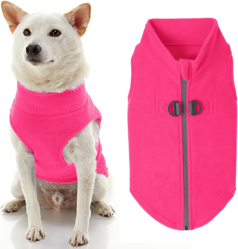 Gooby Zip-Up Fleece Dog Sweater, Pink, Small