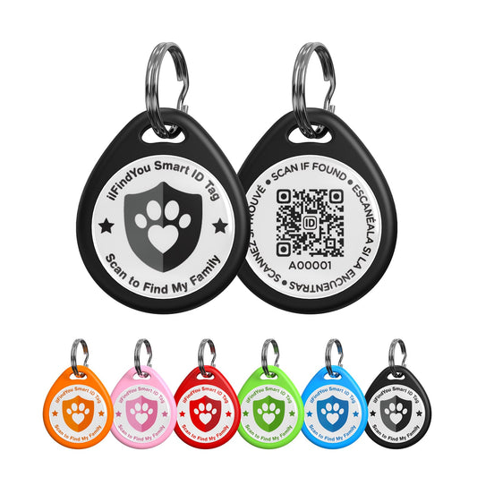 ilFindYou Dog Tags Personalized, QR Code Pet ID Tags for Dog Collar, Online Profile, Scan Location Alerts, Black