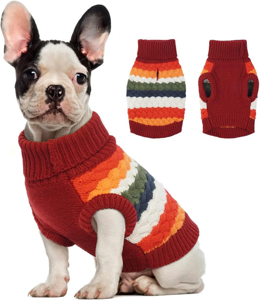 Kuoser Dog Sweater, Thermal Dog Sweaters for Medium Dogs Girl Boy, Red M