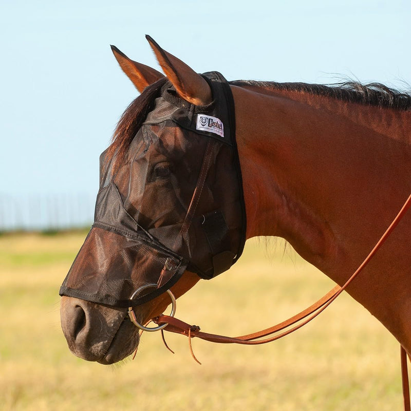 Cashel Quiet Ride Long Nose Horse Fly Mask (QRHL), Black