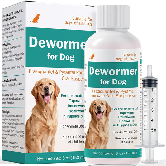 Dewormer for Dogs, Praziquantel & Pyrantel Pamoate Treatment for Tapeworm, Roundworm & Hookworm in Dogs & Puppies