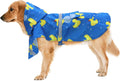 DELIFUR Large Dog Raincoat- Waterproof Dog Rain Poncho Adjustable Double Layer Rain Jacket with Hood for Medium Large Dogs Designed with Leash Hole Reflective Strip and Ducks (Blue Duck, XX-Large)