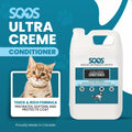 Soos Pet Conditioner Ultra Crème Natural Dead Sea Minerals Smoothness Polish Deeply Absorbing with Vitamins Essential Oils Natural Ingredients for Dogs and Cats - 1 Pack (4L)