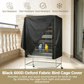 Black 600D Oxford Fabric Bird Cage Cover, 33L x 23W x 41H Inch Weatherproof Parrot Cage Cover, Full Coverage Dustproof S