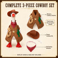 7 Inch Desk Goose Cowboy Outfit, 3-Piece Western Costume with Brown Cowboy Hat, Red Bandana and Fringe Vest, Funny Deskt