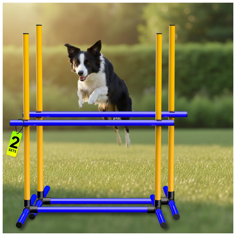 MAICOBI Dog Agility Hurdle Training Set, 2-Sets Jump Bar Equipment for Indoor & Outdoor Backyard Exercise